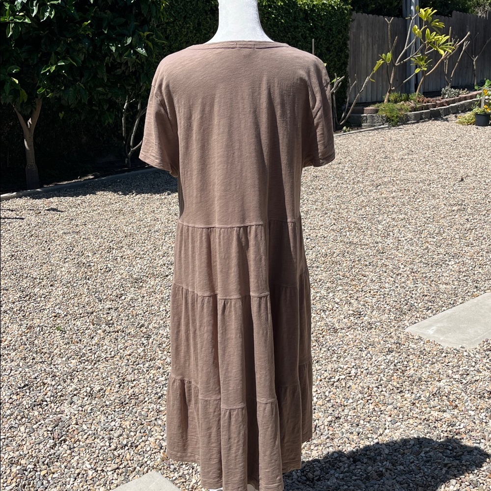 Sundance dylan Taupe Tiered Scoop-Neck Midi 100% Cotton Size L - Picture 4 of 8